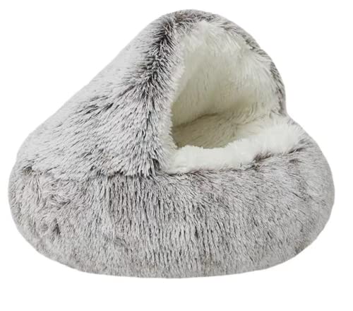 TUPMITUPO Hunde Bett Katzenbett Winterwarme Halbgeschlossene Schale Katzenstreu Haustier Katzenbett Halbgeschützte Zwinger Hundebett Katze Langhaarkatze Nest Geschlossen, Kaffee (samt), 40cm von TUPMITUPO