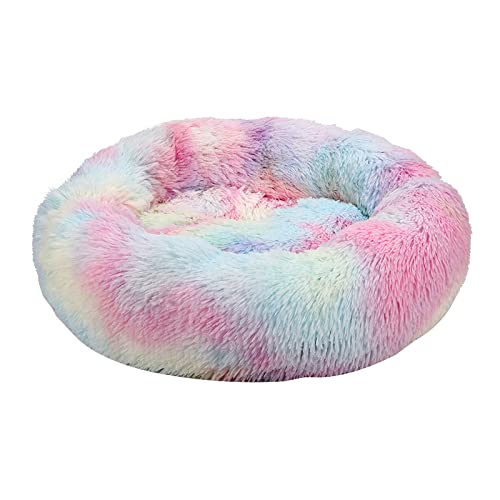 TUPMITUPO Hunde Bett Katzenbett Winterwarme Hundehütte Plüschtierhütte Vier Jahreszeiten Erhältlich Teddy Hundehütte Matratze Katzenhütte Heimtierbedarf, Regenbogenfarbe, 100 Breite * 20 Höhe cm von TUPMITUPO