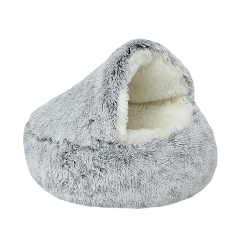 TUTU-C Katzenbett Nest Halbraum Shell Versteck Bett Warme Isolierung Haustier Welpenhaus Weihnachten Grün für Winter (50 cm, geeignet für 5 kg, Grau) von TUTU-C