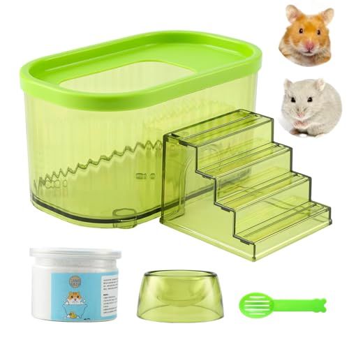 TUTU&LELE 5-teiliges Hamster-Lebensset, Sandbadbehälter & Leiter & Reinigungsschaufel & Badesand & Schüssel für Hamster, Mäuse, Rennmäuse oder andere kleine Haustiere, Käfigzubehör (grün) TUTU&LELE 5-teiliges Hamster-Lebensset, Sandbadbehälter & Leiter & Reinigungsschaufel & Badesand & Schüssel für Hamster, Mäuse, Rennmäuse oder andere kleine Haustiere, Käfigzubehör (grün) von TUTU&LELE