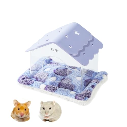 TUTU&LELE Hamsterversteck Winziges Haus Versteck und Lebensraum, Sternenhimmel-Versteck Nest,Hamsterbett mit Plüschkissen für Zwerghamster, Mäuse, Rennmäuse, Hamster zum Spielen, Schlafen und Ausruhen von TUTU&LELE