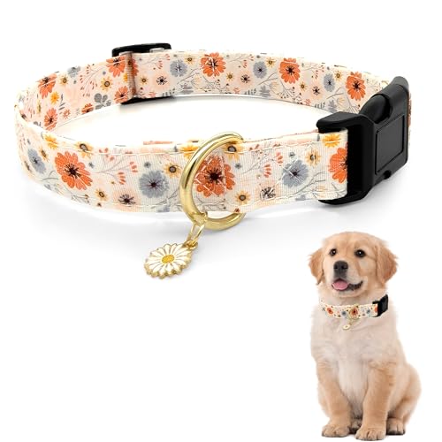 Weiches Baumwoll-Hundehalsband mit Blumenmuster, verstellbares Hundehalsband mit Gänseblümchen-Anhänger, bequemes Hundehalsband für kleine und mittelgroße Hunde, personalisiertes Haustierhalsband für Weiches Baumwoll-Hundehalsband mit Blumenmuster, verstellbares Hundehalsband mit Gänseblümchen-Anhänger, bequemes Hundehalsband für kleine und mittelgroße Hunde, personalisiertes Haustierhalsband für von TUYOBG