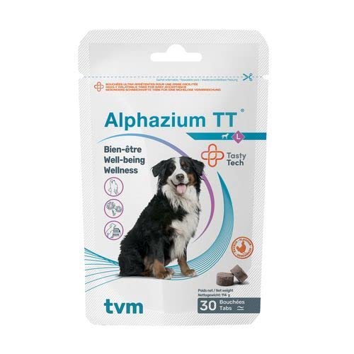 TVM Alphazium TT | 30 Stück | Größe L - Für große Hunde | Ergänzungsfuttermittel für gestresste Hunde und Katzen | Für außergewöhnliche Situationen wie z.B. Tierarztbesuche von TVM