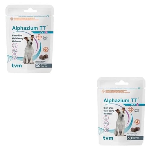 TVM Alphazium TT | Doppelpack | 2 x 30 Stück | Größe S - Für kleine Hunde | Ergänzungsfuttermittel für gestresste Hunde und Katzen | Für außergewöhnliche Situationen von TVM