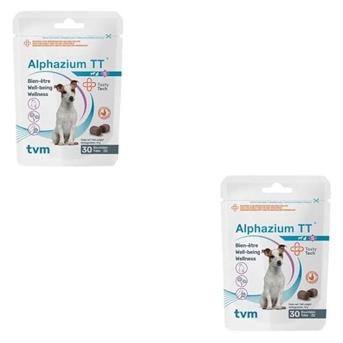 TVM Alphazium TT | Doppelpack | 2 x 30 Stück | Größe S - Für kleine Hunde | Ergänzungsfuttermittel für gestresste Hunde und Katzen | Für außergewöhnliche Situationen von TVM