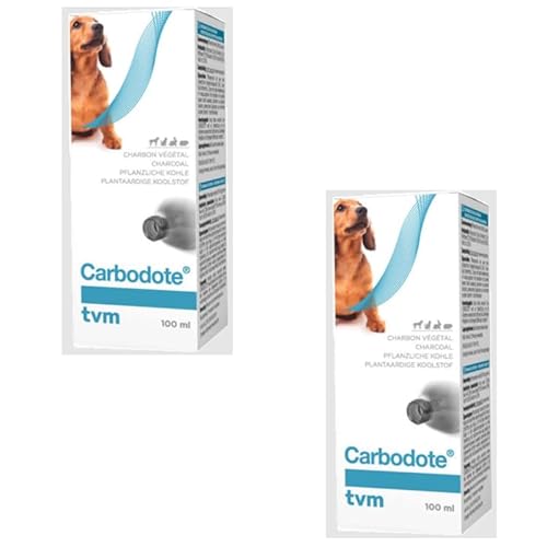 TVM Carbodote Liquid | Doppelpack | 2 x 100 ml | Ergänzungsfuttermittel für Hunde, Katzen, Nagetiere und Vögel | Kann bei der Adsorption von Toxinen im Darm unterstützend Sein von TVM