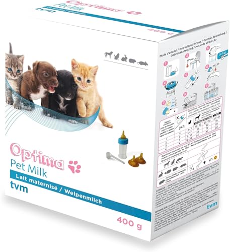 TVM Optima Pet Milk | 400 g | Welpenmilch für Hunde, Katzen und Heimtiere | Kann zu Einer optimalen Verdauung und einem harmonischen Wachstum beitragen | Angereichert mit DHA von TVM