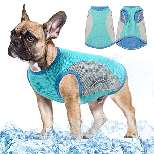 TVMALL Hundekühlweste, Sicheres Atmungsaktives Sonnenbeständiges Hunde T-Shirt, UV-Schutz, kühlende Hundejacke mit reflektierendem Streifen für den Frühling, kleine bis mittelgroße, (C-T9-GREENS) von TVMALL