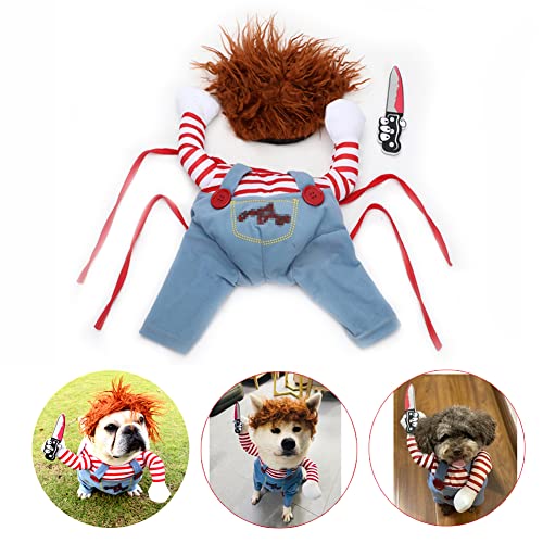 TVMALL Lustiges Hundekostüm, Halloween, Cosplay, Puppe, Chucky, Verkleidung für Hunde, zum Tragen eines Hutes, Partys, Weihnachten, geeignet für große und kleine Hunde (S) von TVMALL