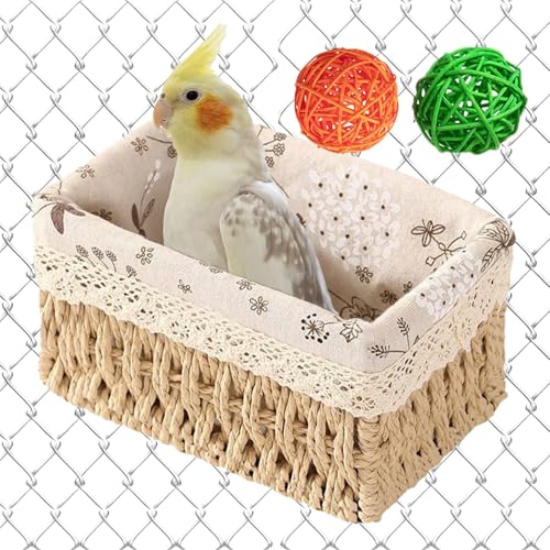 TVOGRUC Multifunktionales Vogelnest Papageienhaus Hängematte Kleintierbett Vogelkäfig Zubehör, geeignet für Vögel, Papageien, Sittiche, Nymphensittiche, Lovebird (Khaki, 21,8 x 15,7 x 10,9 cm) von TVOGRUC