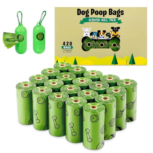 Heim & Elda Hundekotbeutel (420 Stück), biologisch abbaubar, auslaufsicher, umweltfreundlich, Nachfüllrollen für Hundekotbeutel mit 2 gratis Spender von TVOOD