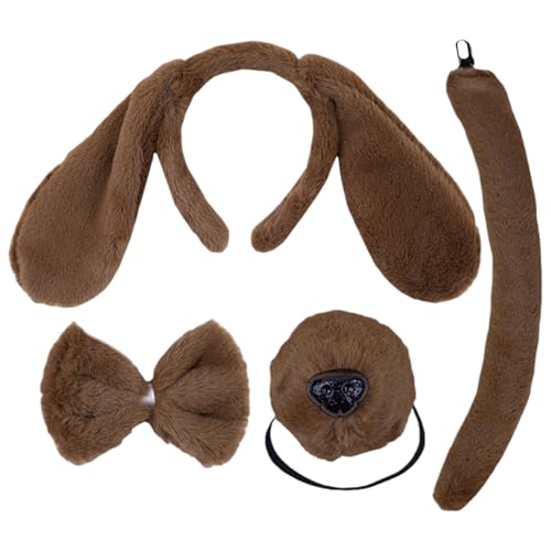 TVSVKWE 1 Stirnband, 1 Fliege, 1 Nase und 1 Schwanz, Hundekostüm-Zubehör, Rollenspiel-Requisiten, süßes Verkleidungszubehör. TVSVKWE 1 Stirnband, 1 Fliege, 1 Nase und 1 Schwanz, Hundekostüm-Zubehör, Rollenspiel-Requisiten, süßes Verkleidungszubehör. von TVSVKWE