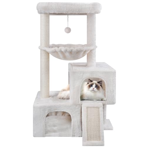 TWDEPART Katzenbaumturm für Indoor-Katzen, Aktivitätszentrum, Katzenturm mit zwei Katzenhütten, Hängematte und Kratzbäumen, Beige TWDEPART Katzenbaumturm für Indoor-Katzen, Aktivitätszentrum, Katzenturm mit zwei Katzenhütten, Hängematte und Kratzbäumen, Beige von TWDEPART