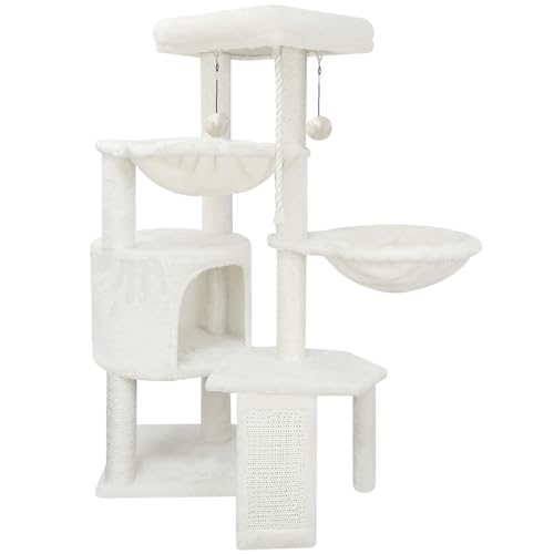 TWDEPART Kratzbaum mit Kratzbäumen, Aktivitätszentrum, Kletterbaum, Katzenmöbel mit Katzenhöhle und Zwei Hängematten, Beige TWDEPART Kratzbaum mit Kratzbäumen, Aktivitätszentrum, Kletterbaum, Katzenmöbel mit Katzenhöhle und Zwei Hängematten, Beige von TWDEPART