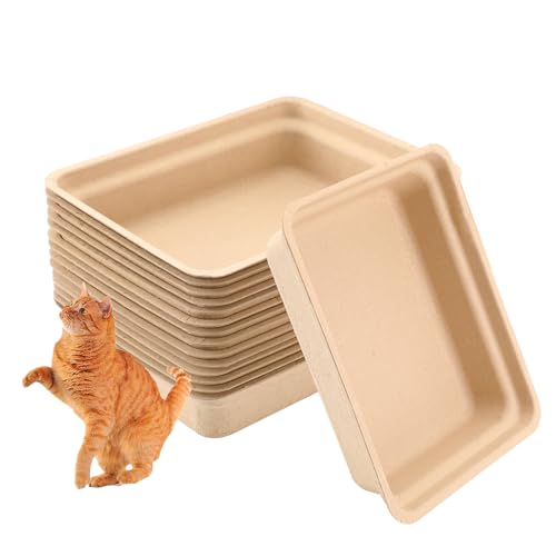 Twlead Einweg-Katzentoiletten, 20 Stück, geeignet für Katzen, Hamster, Meerschweinchen, Mäuse, Kaninchen, umweltfreundlich, 100 % recycelte Papierschalen, 41 x 34 x 10 cm von TWLEAD