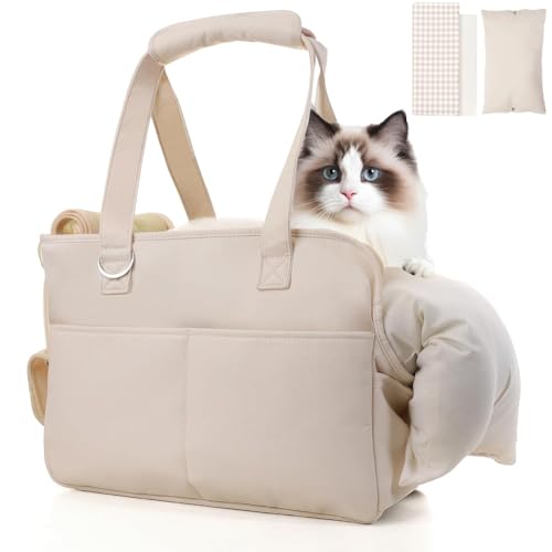 TWOOKTY Katzen- und Hundetragetasche für kleine, mittelgroße Katzen und Welpen bis zu 5,9 kg, von Fluggesellschaften zugelassene Haustier-Tragetasche, weiche Seiten, zusammenklappbar, von TWOOKTY