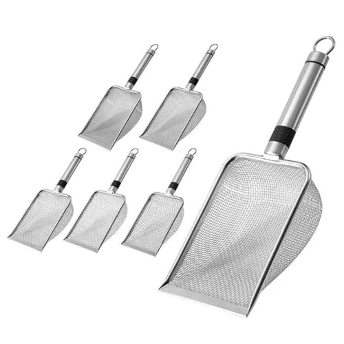 6 STK Gartensieb aus Edelstahl,Gartensieb Erde,Kompostsieb mit Griff,Erdsieb,Sandsieb,Badesandschaufel für Sand Steine Erde Kompost Reiniger Scooper (6PCS 1,5/2/2,8/3,8/4,3/5 Masche Edelstahlgriff) von TWSOUL