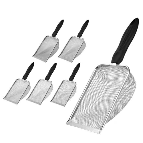 6 STK Gartensieb aus Edelstahl,Gartensieb Erde,Kompostsieb mit Griff,Erdsieb,Sandsieb,Badesandschaufel für Sand Steine Erde Kompost Reiniger Scooper (6PCS 1,5/2/2,8/3,8/4,3/5 Masche Kunststoffgriff) von TWSOUL