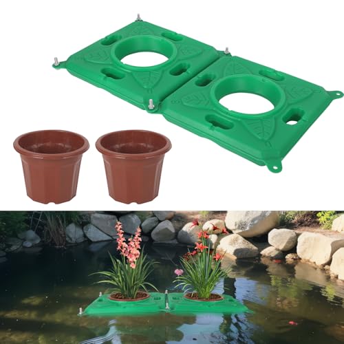 Schwimminsel Teich Blumentopf,Schwimmender Pflanzeinsatz für Gartenteich,Schwimminsel Teichpflanzen Pflanzgefäß,Teichinsel Pflanzkorb,Pflanzinsel für Wasserspiele Teichee Dekoration (Square A,2PCS) von TWSOUL