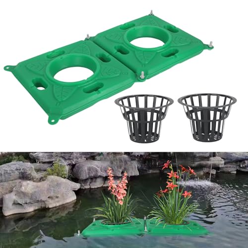 Schwimminsel Teich Blumentopf,Schwimmender Pflanzeinsatz für Gartenteich,Schwimminsel Teichpflanzen Pflanzgefäß,Teichinsel Pflanzkorb,Pflanzinsel für Wasserspiele Teichee Dekoration (Square B,2PCS) von TWSOUL