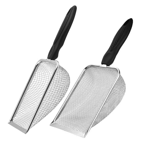 TWSOUL 6 STK Gartensieb aus Edelstahl,Gartensieb Erde,Kompostsieb mit Griff,Erdsieb,Sandsieb,Badesandschaufel für Sand Steine Erde Kompost Reiniger Scooper (2PCS 3.8/5.5mm Masche Kunststoffgriff) von TWSOUL