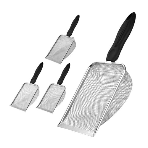 TWSOUL 6 STK Gartensieb aus Edelstahl,Gartensieb Erde,Kompostsieb mit Griff,Erdsieb,Sandsieb,Badesandschaufel für Sand Steine Erde Kompost Reiniger Scooper (4PCS 2/2,8/3,8/5mm Masche Kunststoffgriff) von TWSOUL