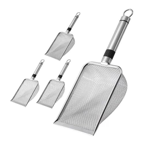 TWSOUL 6 STK Gartensieb aus Edelstahl,Gartensieb Erde,Kompostsieb mit Griff,Erdsieb,Sandsieb,Badesandschaufel für Sand Steine Erde Kompost Reiniger Scooper (4PCS 2/2,8/3,8/5mm Masche Edelstahlgriff) von TWSOUL