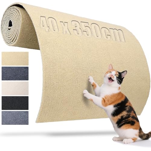 TXXATX Kratzmatte Katze Selbstklebende Kratzmatte 350x40 cm Kratzbrett Kratzwand Kratzteppich Khaki Kratzschutz Sofa Katze für DIY Kratzbretter Katzen Katzenturm Wand Möbel von TXXATX