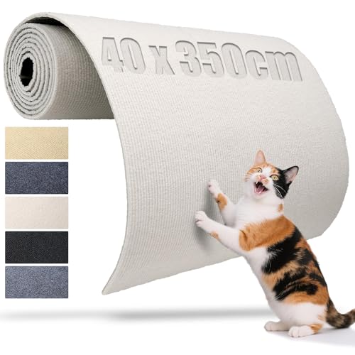 TXXATX Kratzmatte Katze Selbstklebende Kratzmatte 350x40 cm Kratzbrett Kratzwand Kratzteppich Weiß Kratzschutz Sofa Katze für DIY Kratzbretter Katzen Katzenturm Wand Möbel von TXXATX