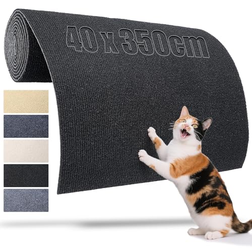 TXXATX Selbstklebend Kratzmatte 350x40 cm Katze Kratzbrette Kratzwand Schwarz Kratzteppich Kratzschutz Sofa Katze für DIY Kratzbretter Katzen Katzenturm Wand Möbel von TXXATX