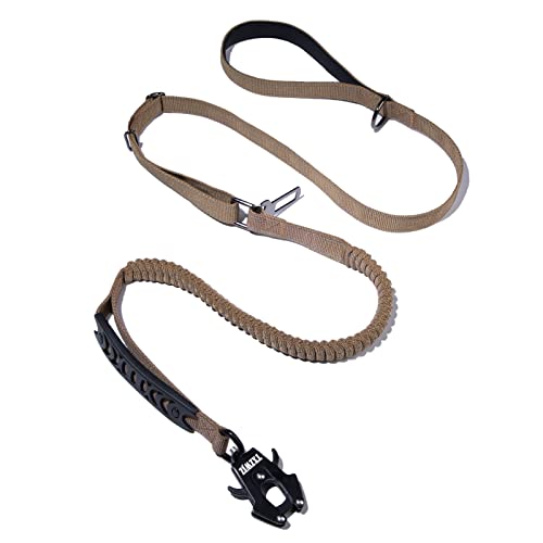 TXZWJZ Taktische Hundeleine Bungee Frosch Clip Hundeleine Heavy Duty mit Auto-Sicherheitsgurt gepolsterter Griff und reflektierenden Fäden für mittelgroße und große Hunde, 1,5 m, Braun TXZWJZ Taktische Hundeleine Bungee Frosch Clip Hundeleine Heavy Duty mit Auto-Sicherheitsgurt gepolsterter Griff und reflektierenden Fäden für mittelgroße und große Hunde, 1,5 m, Braun von TXZWJZ