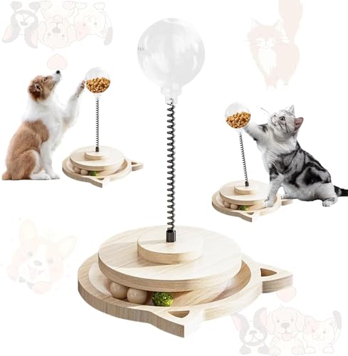 TYBYBB Wackelndes Hundeleckerli Spielzeug Katzenspielzeug Intelligenzspielzeug für Katzen mit Federdrehscheibe und 2 Undichten Futterkugeln Katzenfutterball Spielzeug TYBYBB Wackelndes Hundeleckerli Spielzeug Katzenspielzeug Intelligenzspielzeug für Katzen mit Federdrehscheibe und 2 Undichten Futterkugeln Katzenfutterball Spielzeug von TYBYBB