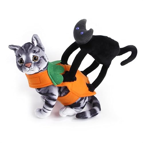 Lustige Haustier Halloween Kleidung Süße Einzigartige Verstellbare Hundekostüm Weich Atmungsaktiv mit Schwarzem Katzendesign für Party Daily Cosplay (M) von TYCIONG