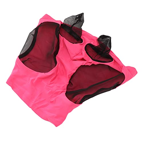 Mesh Fliegenmaske Atmungsaktive Elastische Gesichtsmaske mit Ohrenschutz Reitausrüstung (Rose Red) von TYCIONG