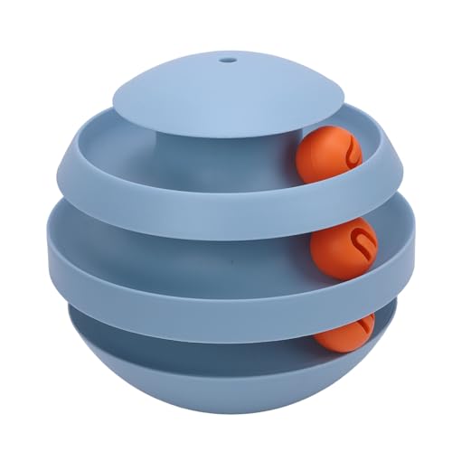 TYCIONG 360 -Grad -rotierende Interaktive Katzenballspielzeug mit Bisssicherem Design für Innenspiel -Spiele und Angstzustände (Dunstblau) von TYCIONG