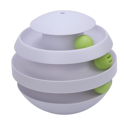 TYCIONG 360 -Grad -rotierende Interaktive Katzenballspielzeug mit Bisssicherem Design für Innenspiel -Spiele und Angstzustände (Hellgrau) von TYCIONG