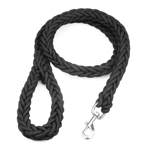 TYDHGSE Große Hundeleine Aus Geflochtenem Nylon, Zugseil for Haustiere, Dickes Handseil for Bulldoggen, Rottweiler, Jagdhunde, Zubehör(Black) von TYDHGSE
