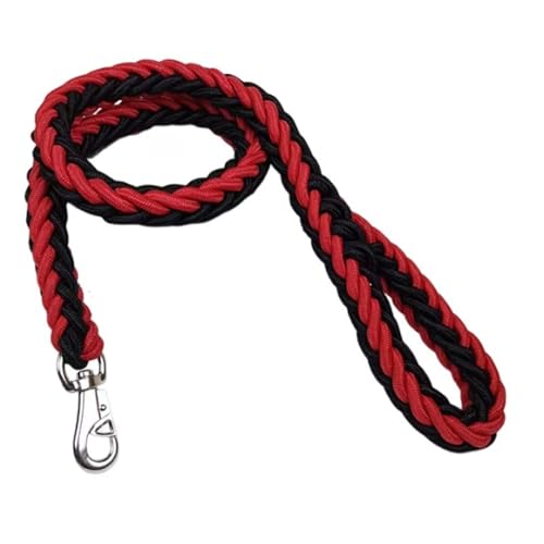 TYDHGSE Große Hundeleine Aus Geflochtenem Nylon, Zugseil for Haustiere, Dickes Handseil for Bulldoggen, Rottweiler, Jagdhunde, Zubehör(Red Black) von TYDHGSE