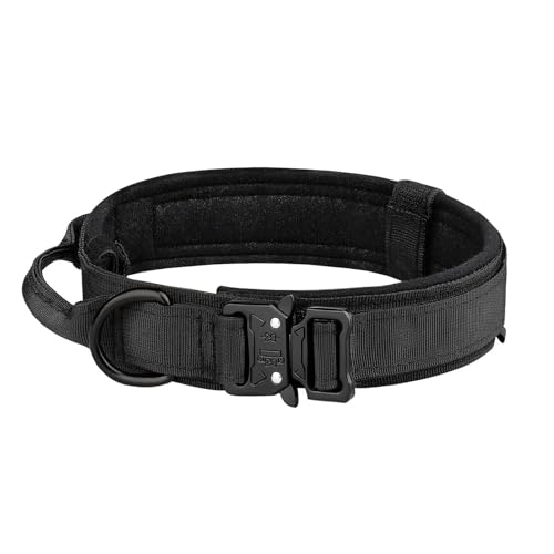 TYDHGSE Haustierprodukte Outdoor Taktisches Hundehalsband Metallschnalle Atmungsaktives Nylonhalsband Mittlere Und Große Hundetrainingshalsband Hund(Black,M) von TYDHGSE
