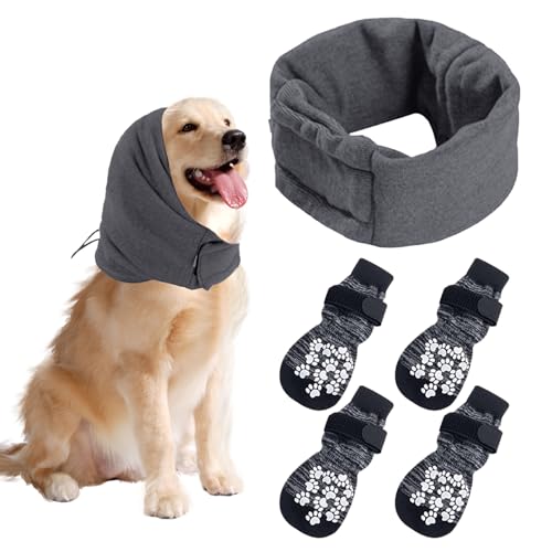 TYFGRT 1 Stück Hundehaube Und 1 Satz rutschfeste Hundesocken, Verstellbare Kapuze, Warme Kapuze, Hundekomforthaube, Haustierbedarf, Haustierzubehör TYFGRT 1 Stück Hundehaube Und 1 Satz rutschfeste Hundesocken, Verstellbare Kapuze, Warme Kapuze, Hundekomforthaube, Haustierbedarf, Haustierzubehör von TYFGRT