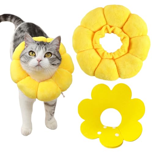 TYFGRT 1 Stück Sonnenblumen-Katzenhalsband, 1 Stück Filzkapuze, Verstellbares Haustierhalsband, Anti-Leck-Kapuze Für Die Postoperative Genesung, Haustierzubehör TYFGRT 1 Stück Sonnenblumen-Katzenhalsband, 1 Stück Filzkapuze, Verstellbares Haustierhalsband, Anti-Leck-Kapuze Für Die Postoperative Genesung, Haustierzubehör von TYFGRT