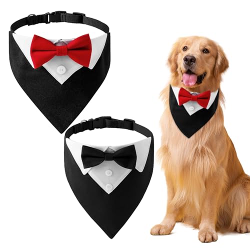 TYFGRT 2 Stück Haustier-Fliegen, Hundeschals, Formelle Smoking-Schals, Preisverstellbare Hundehalstücher, Haustierbekleidungszubehör, Hochzeitsfeier-Hundedekorationen TYFGRT 2 Stück Haustier-Fliegen, Hundeschals, Formelle Smoking-Schals, Preisverstellbare Hundehalstücher, Haustierbekleidungszubehör, Hochzeitsfeier-Hundedekorationen von TYFGRT