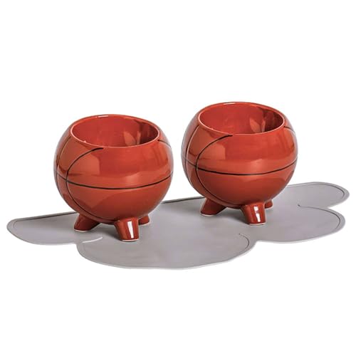 Erhöhter Katzennapf In Form Eines Basketball-Fußballs Aus Keramik Für Kleine Haustiere. Erhöhter Katzennapf Für Futter Und Wasser-Basketball-Zwei Schüsseln Mit Rutschfester Matte Erhöhter Katzennapf In Form Eines Basketball-Fußballs Aus Keramik Für Kleine Haustiere. Erhöhter Katzennapf Für Futter Und Wasser-Basketball-Zwei Schüsseln Mit Rutschfester Matte von TYMYYS
