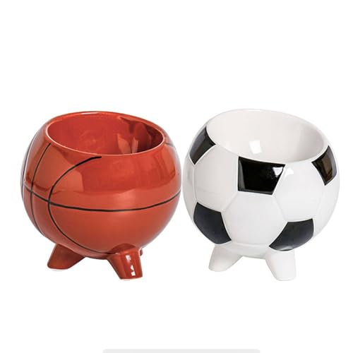 Erhöhter Katzennapf In Form Eines Basketball-Fußballs Aus Keramik Für Kleine Haustiere. Erhöhter Katzennapf Für Futter Und Wasser-Mischen-Satz Von 2 von TYMYYS