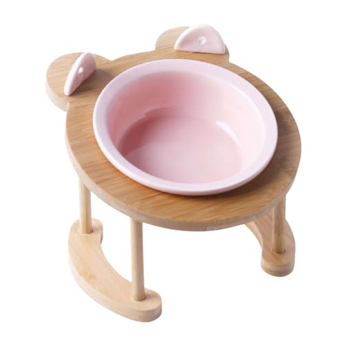 Katzennäpfe Mit Ständer, Erhöhter Futterspender Mit Löffel Für Katzen, Fressnapfschalen Aus Keramik-Rosa-1 Schüssel Katzennäpfe Mit Ständer, Erhöhter Futterspender Mit Löffel Für Katzen, Fressnapfschalen Aus Keramik-Rosa-1 Schüssel von TYMYYS
