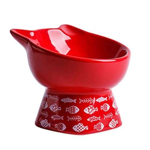 Roter, Erhöhter, Geneigter Erhöhter Katzennapf Für Futter Und Wasser, Keramiknapf Für Katzen Und Kleine Hunde-rot B-1 von TYMYYS