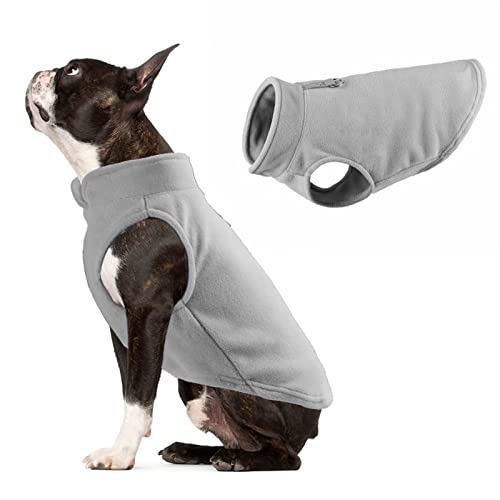 Hunde-Fleeceweste, warme Hundekleidung für kleine und mittelgroße Hunde, Grau, Größe S von TYONMUJO