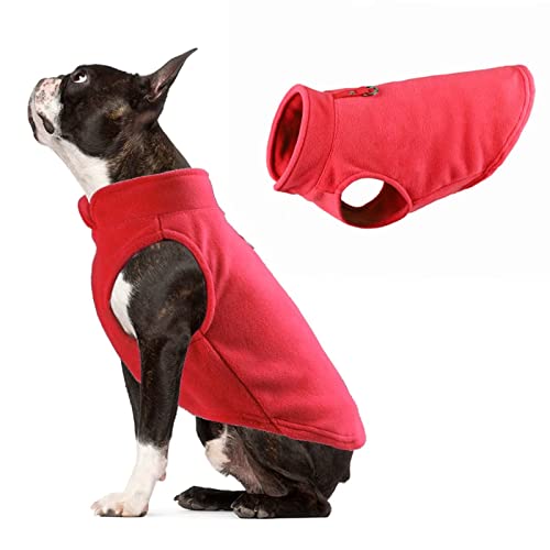 Hunde Fleece Weste Jacke Haustier Hunde Kleidung Warm für Kleine Mittel Große Hunde Rot S von TYONMUJO