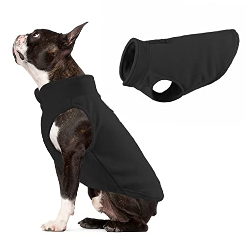 Hunde Fleece Weste Jacke Haustier Hunde Kleidung Warm für Kleine Mittel Große Hunde Schwarz XL von TYONMUJO