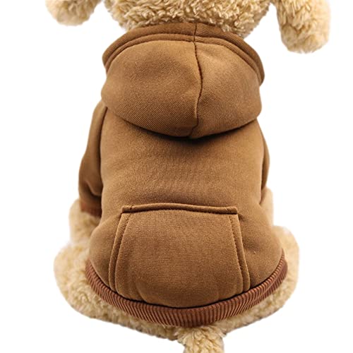 Hunde-Kapuzenpullover mit Tasche, warmer Pullover für kleine Hunde, Welpenmantel, Braun, Größe XXL von TYONMUJO